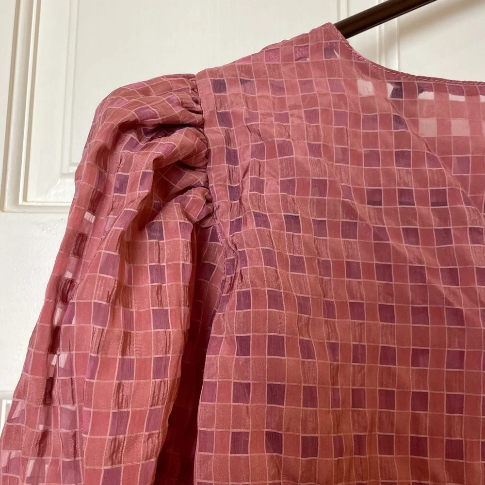 ZARA Balloon Sleeve Blouse in Dusty Pink - Picture 7 of 8